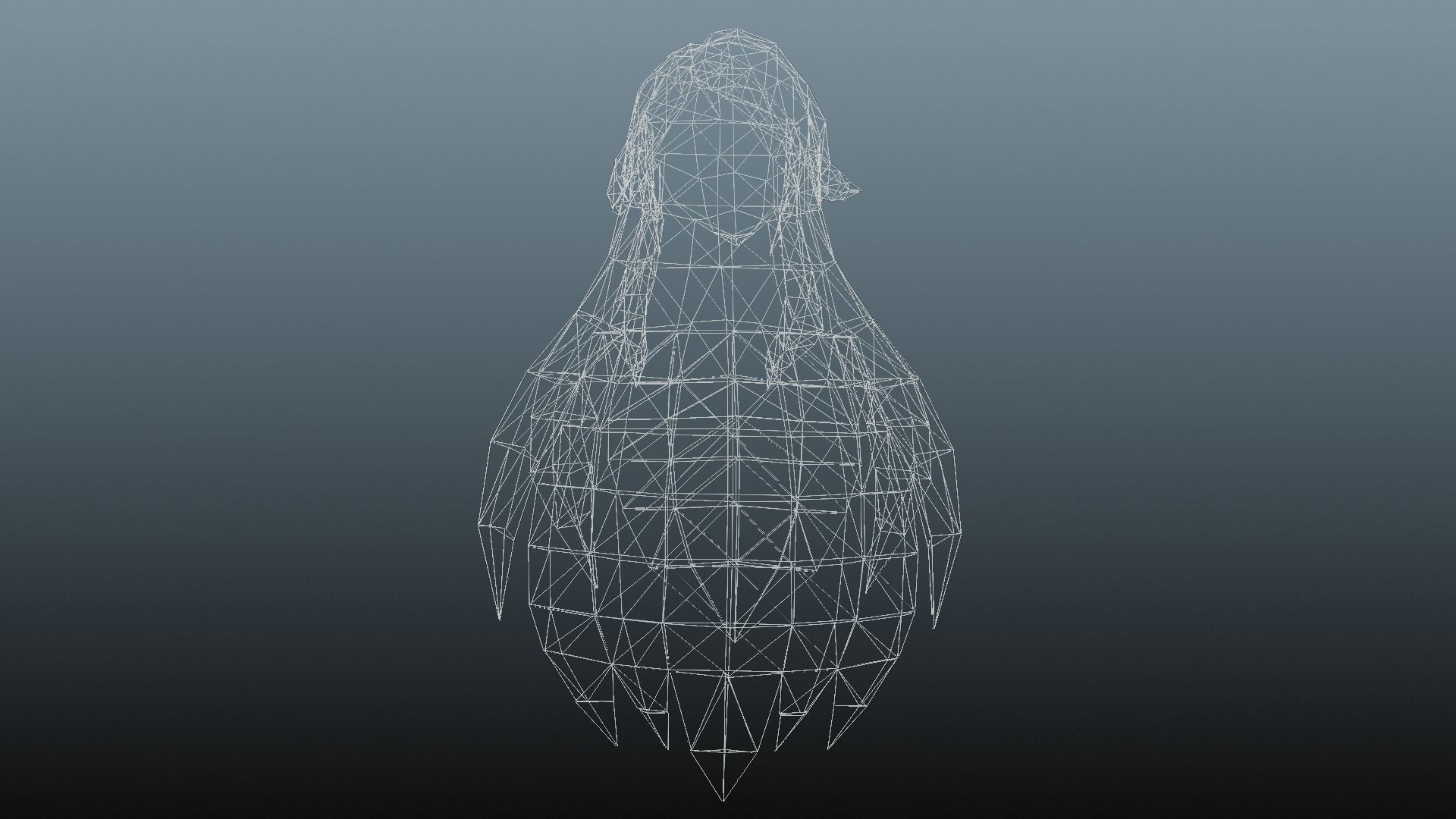 Female hair 4 colors Low-poly 3D model_28