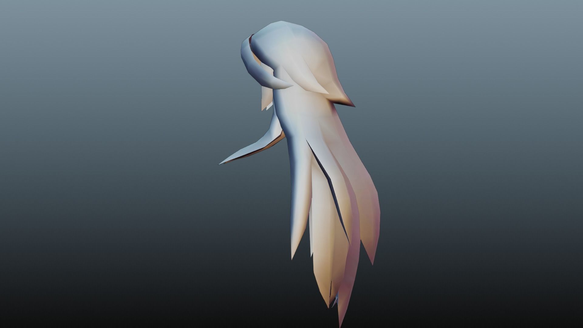 Female hair 4 colors Low-poly 3D model_10