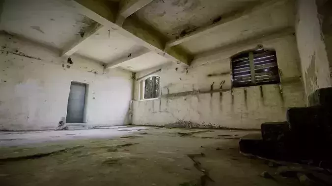 One of the basement rooms in an abandoned factory