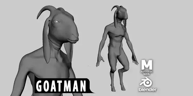GoatMan Basemesh Low-poly 3D model