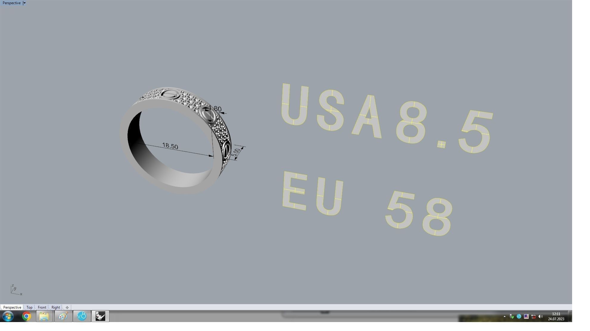 Paved Ring 18 5 mm 3D print model_5