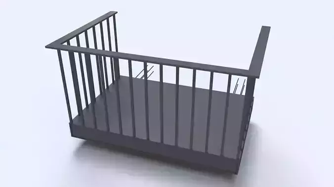 Balcony with balustrade and wall connections