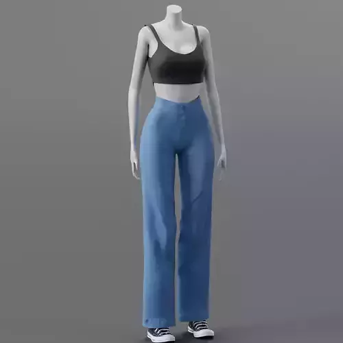 Pants and Tshirt 3D Model - Rigged