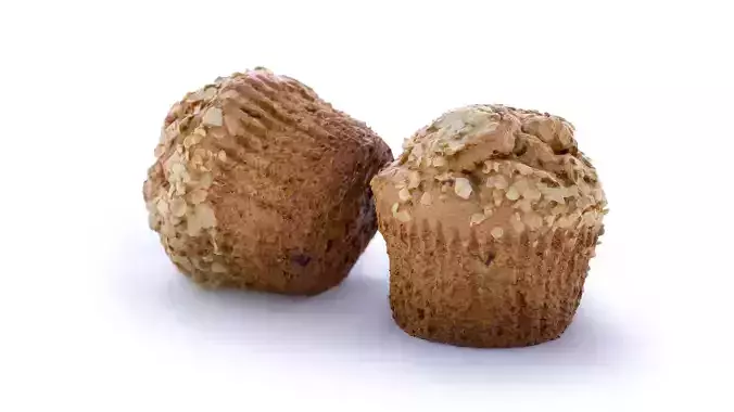 Bran Muffin with Raisins Low-poly 3D model
