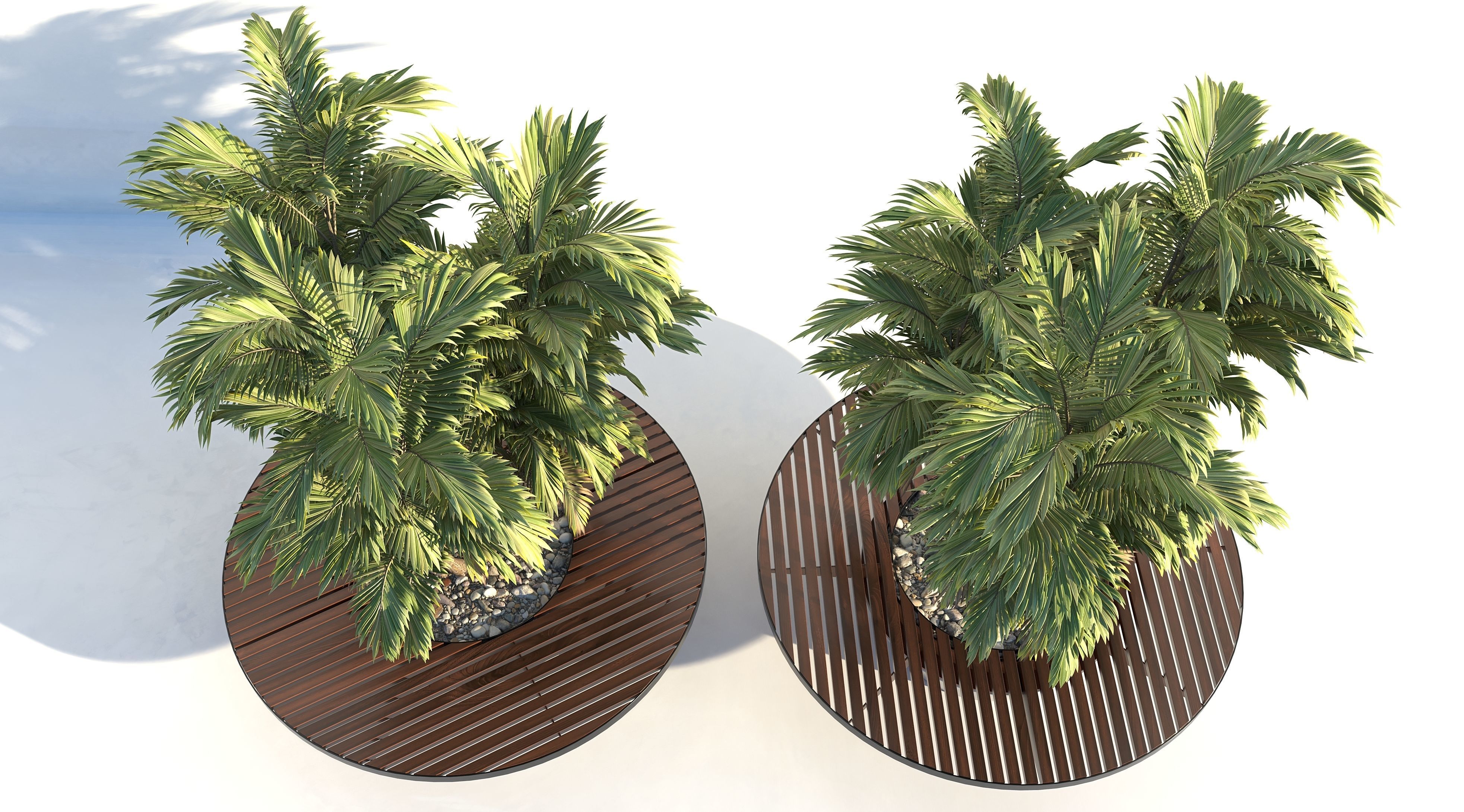 Bench with built-in planter 3D model_3
