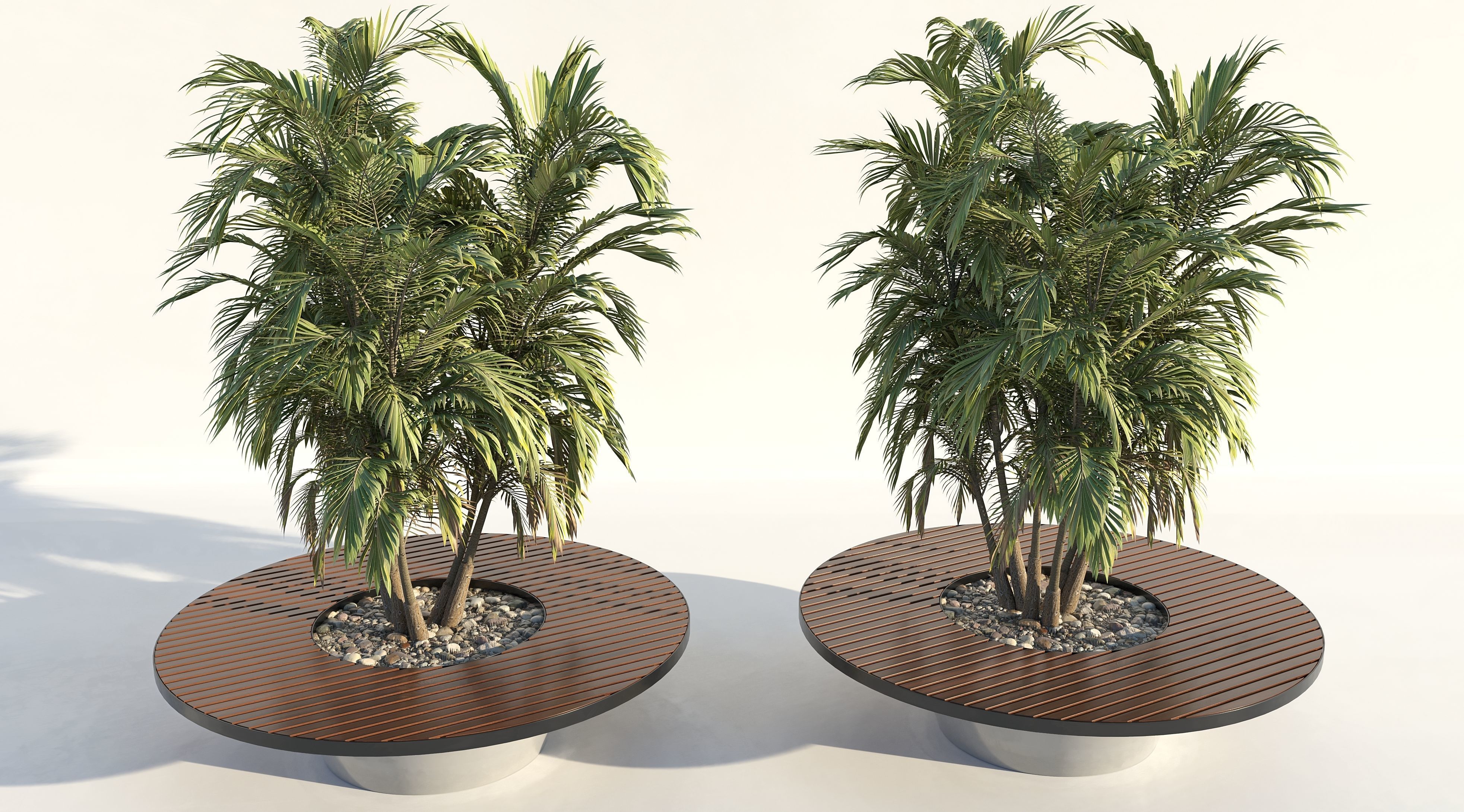 Bench with built-in planter 3D model_1