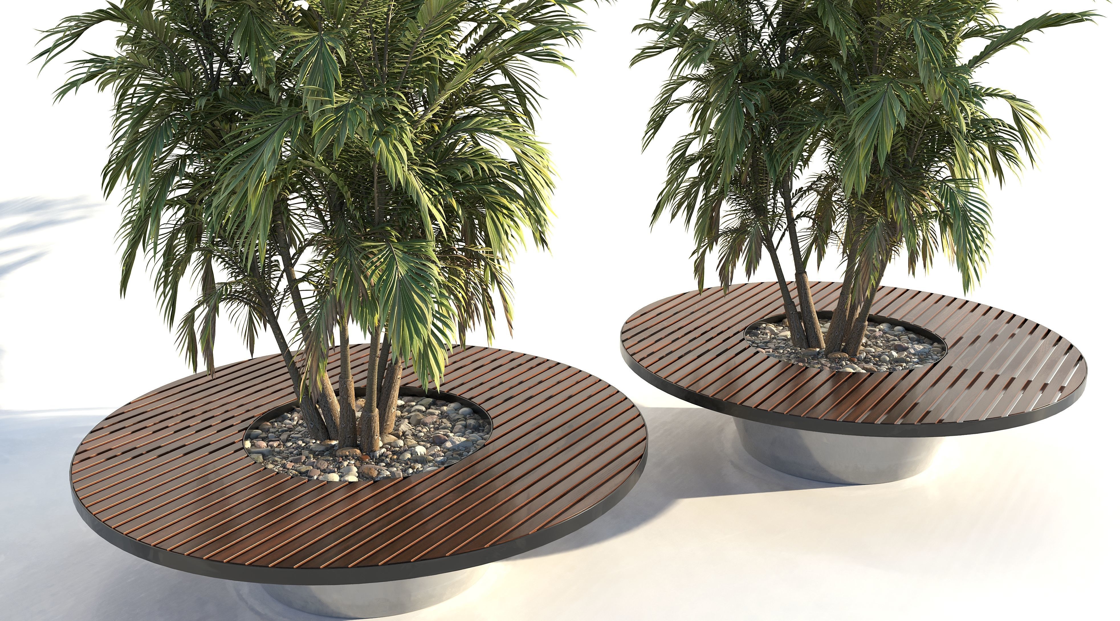 Bench with built-in planter 3D model_2