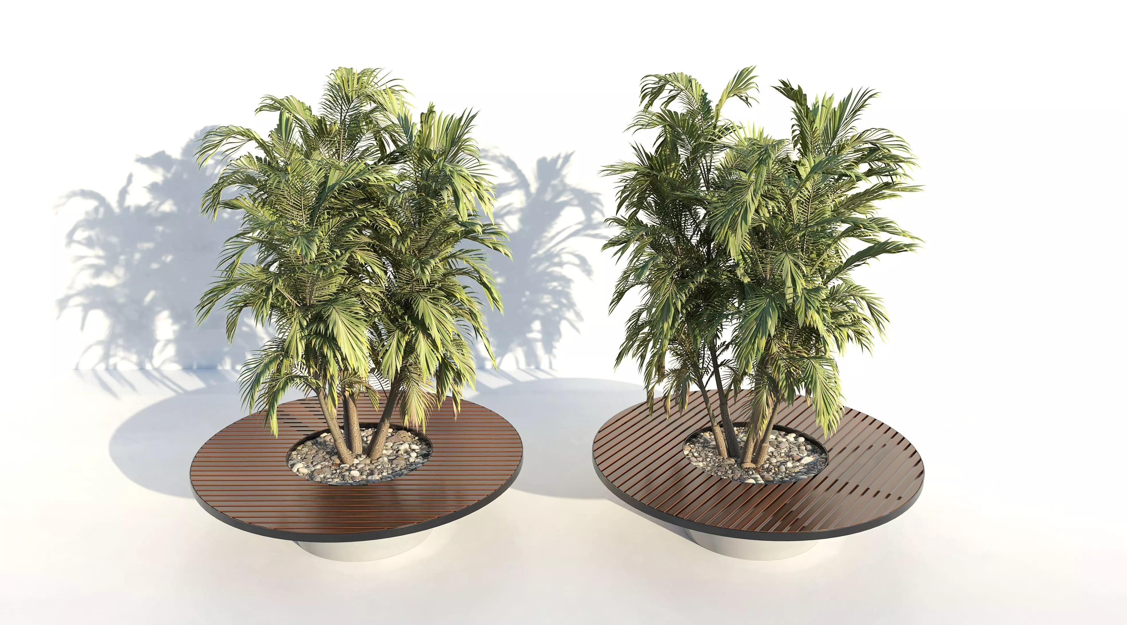 Bench with built-in planter 3D model_0