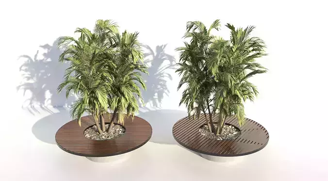 Bench with built-in planter 3D model