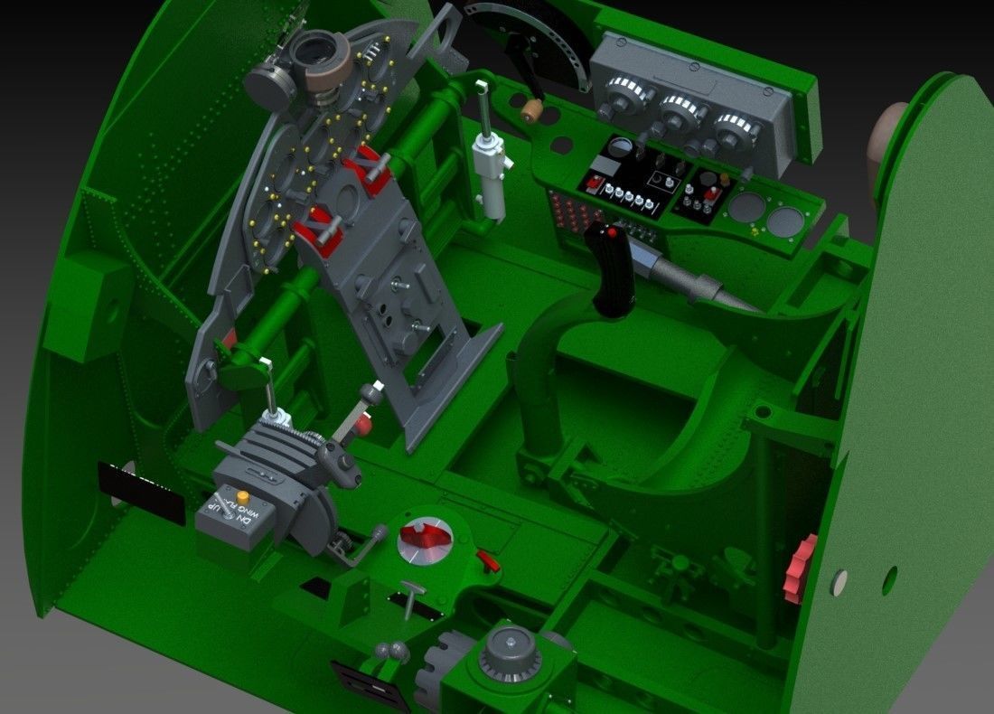 F6F Hellcat complete cockpit 1-4 scale 3D print model_3