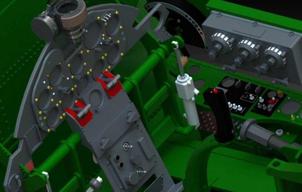 F6F Hellcat complete cockpit 1-4 scale 3D print model_5