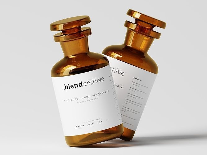 Amber Glass Reagent Bottle 3D Model Low-poly 3D model