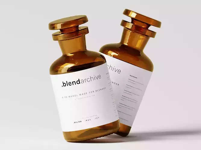 Amber Glass Reagent Bottle 3D Model