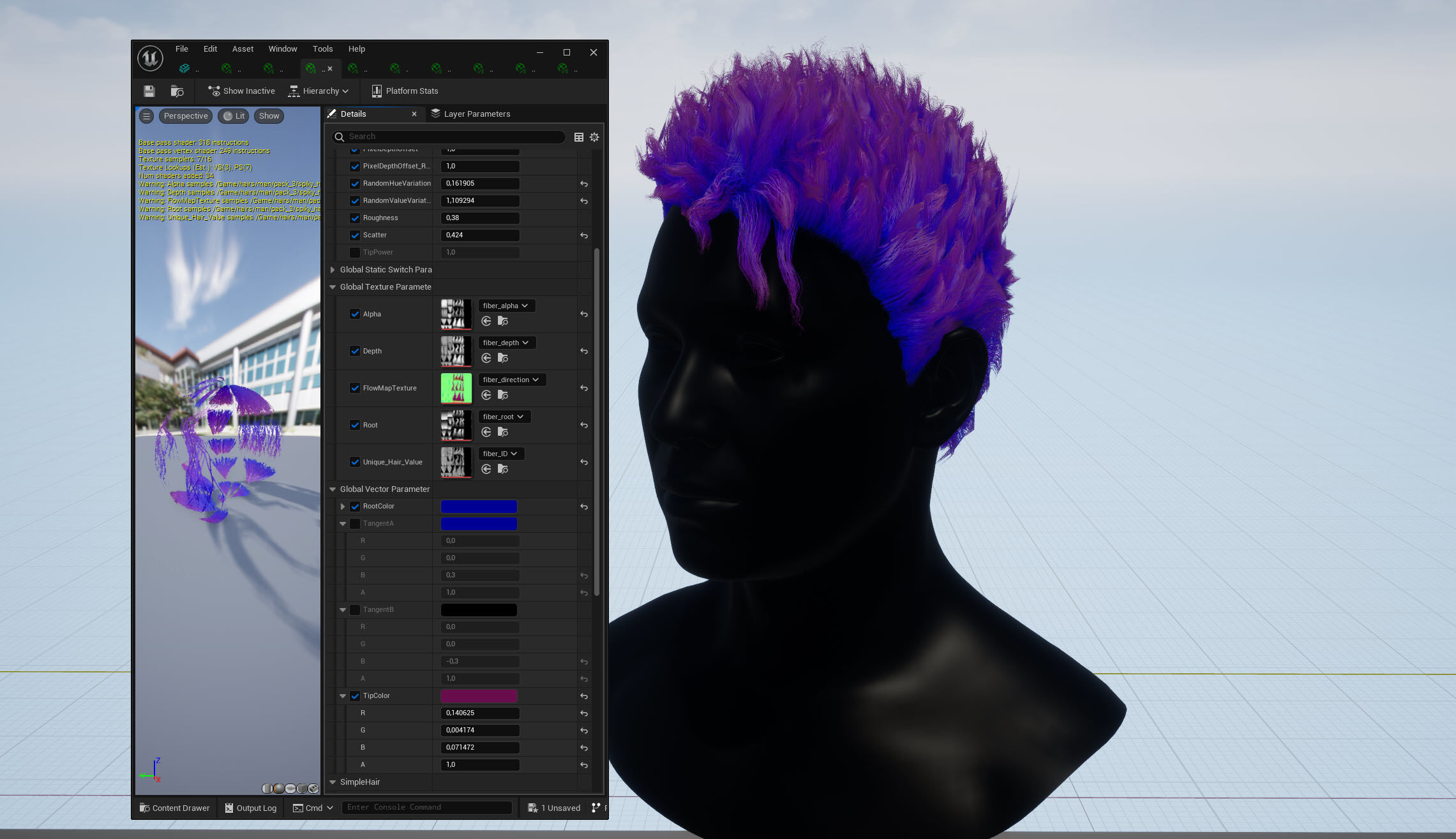 Real time spiky hairstyle Low-poly 3D model_6