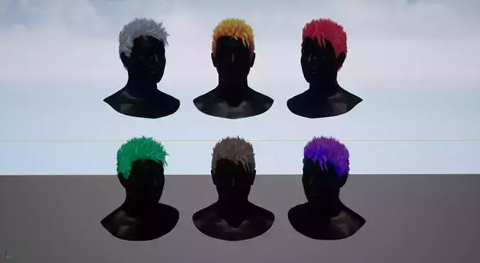 Real time spiky hairstyle Low-poly 3D model