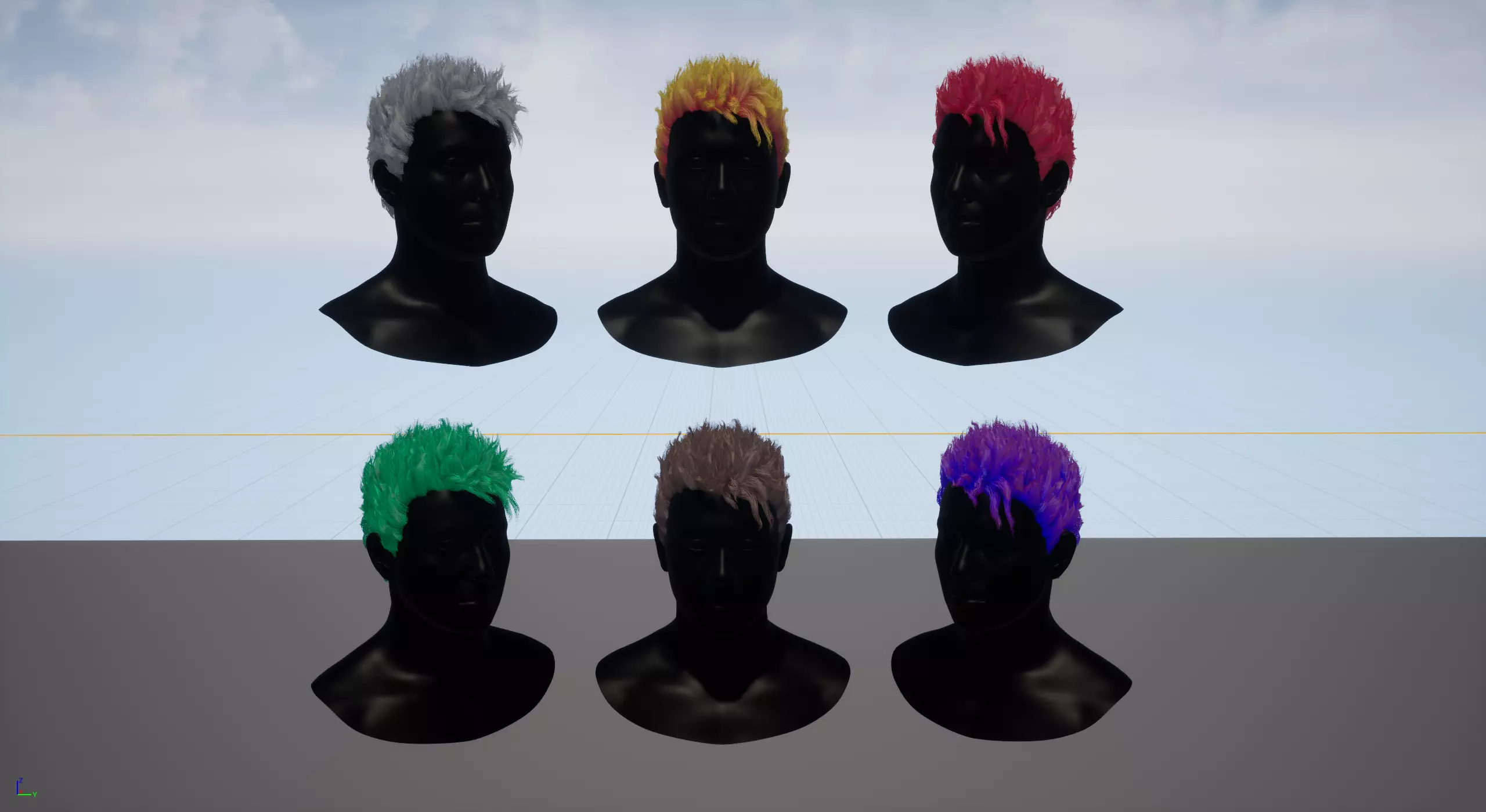 Real time spiky hairstyle Low-poly 3D model_0