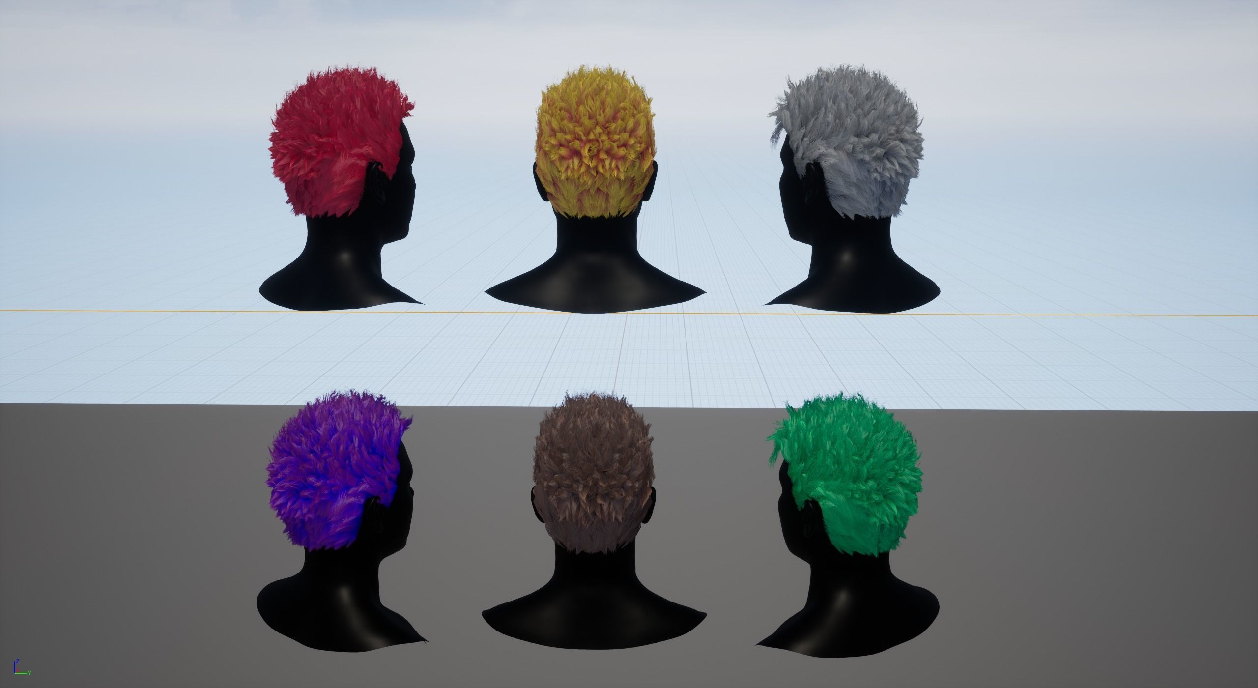Real time spiky hairstyle Low-poly 3D model_1