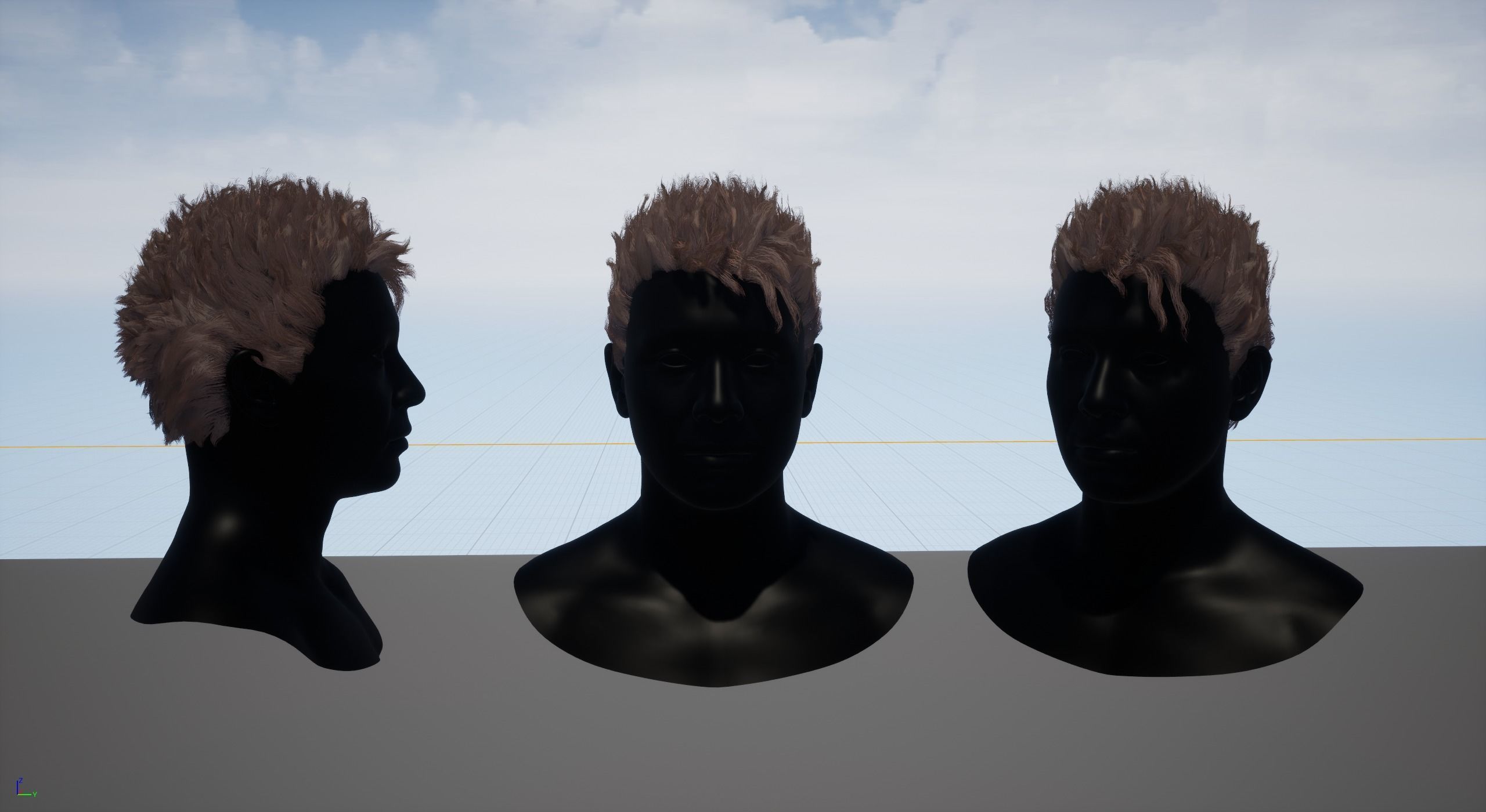 Real time spiky hairstyle Low-poly 3D model_4