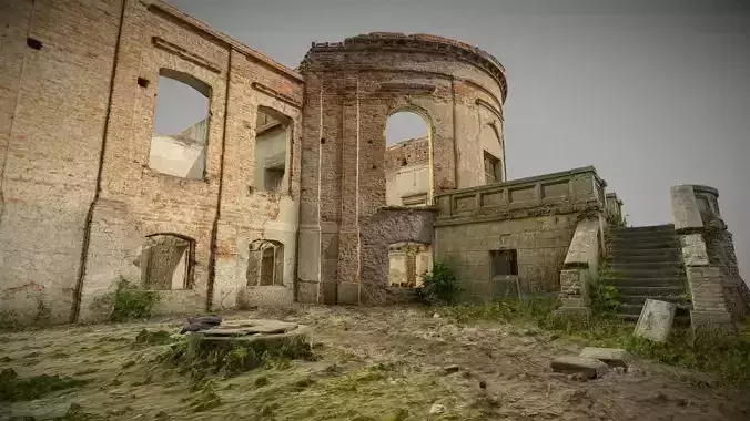 Old ruined baroque palace 3D model