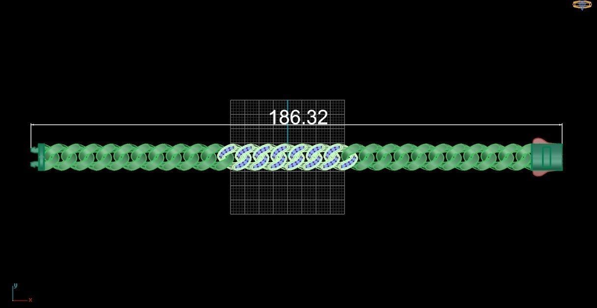 11 - 9 MM Cuban Chain Bracelet 3D print model_5