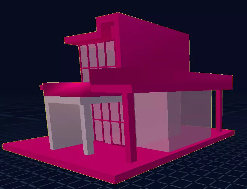 Low Poly Modern 3D House 3D model_0