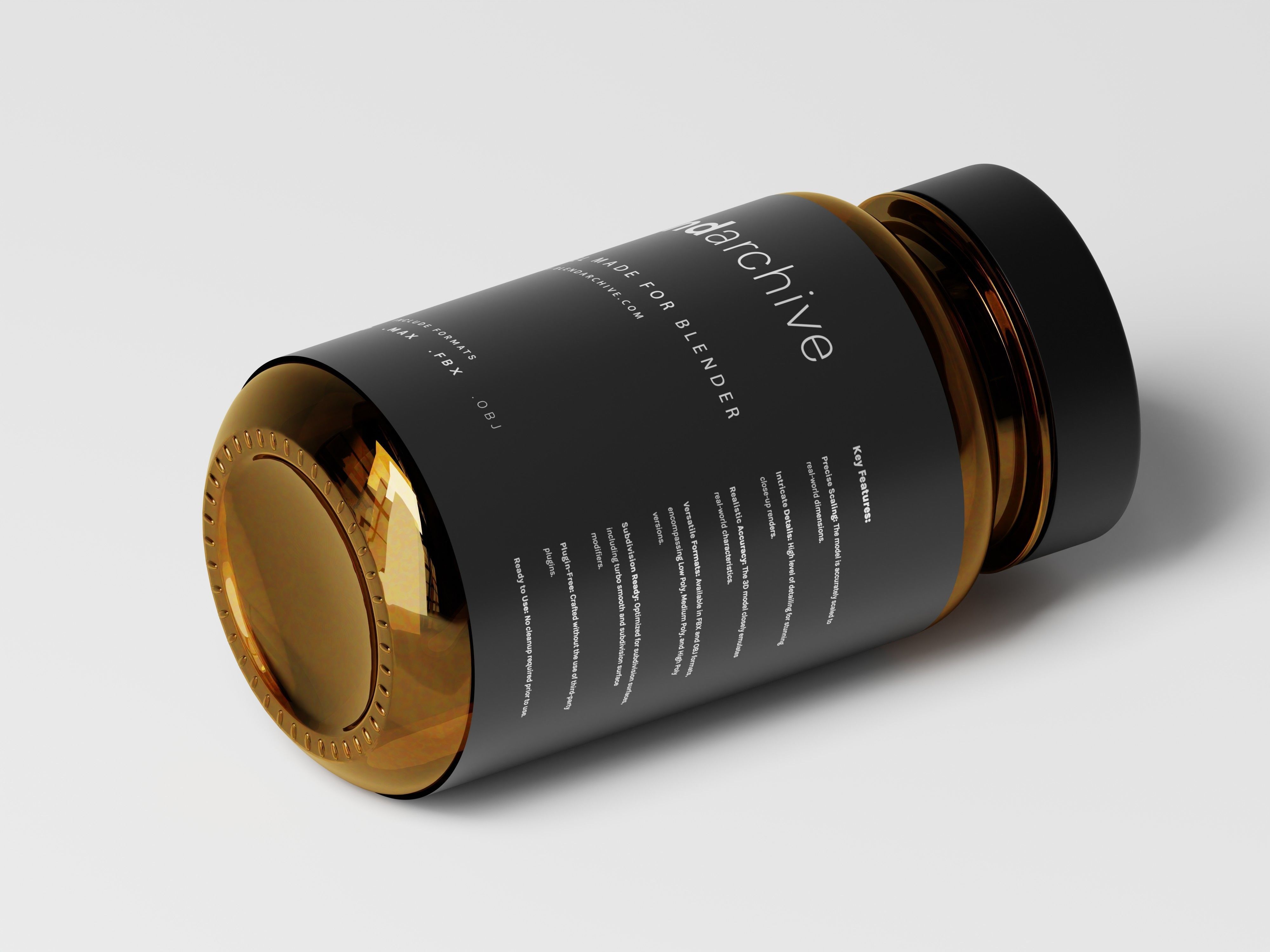 Amber Bottle 3D Model Low-poly 3D model_8