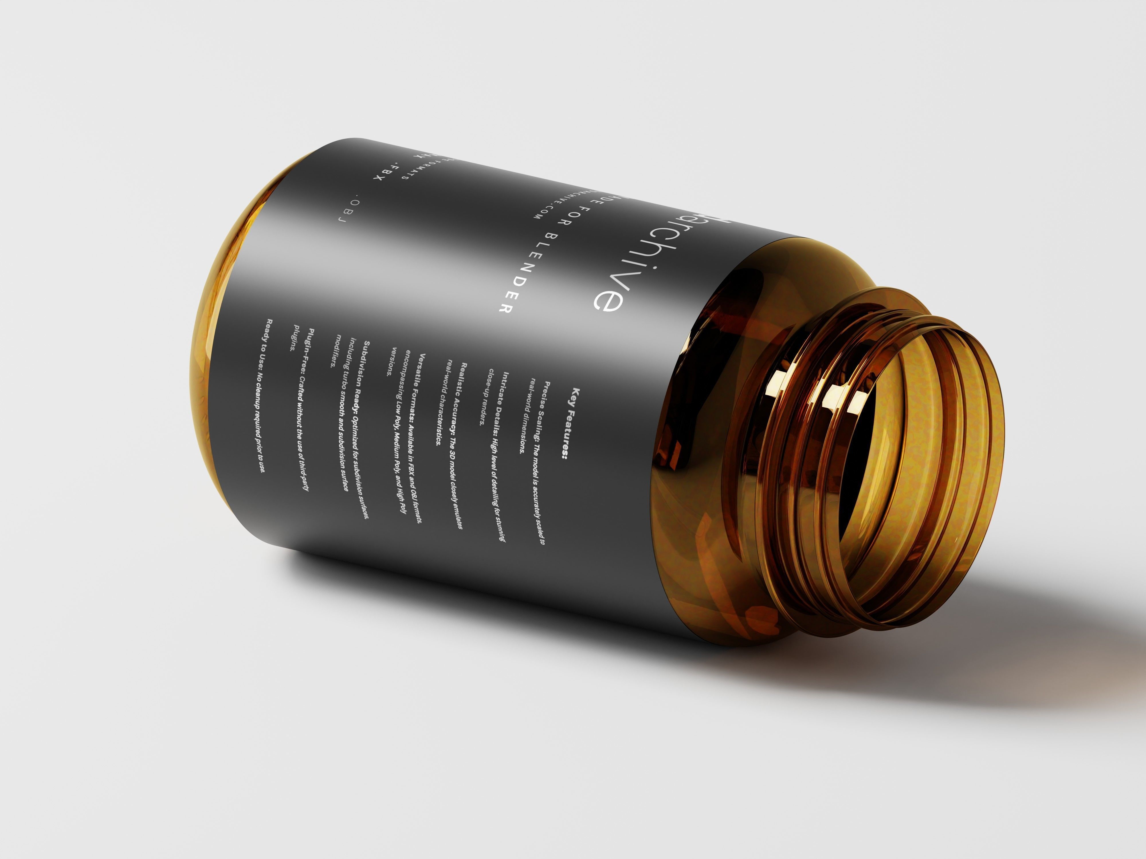 Amber Bottle 3D Model Low-poly 3D model_9