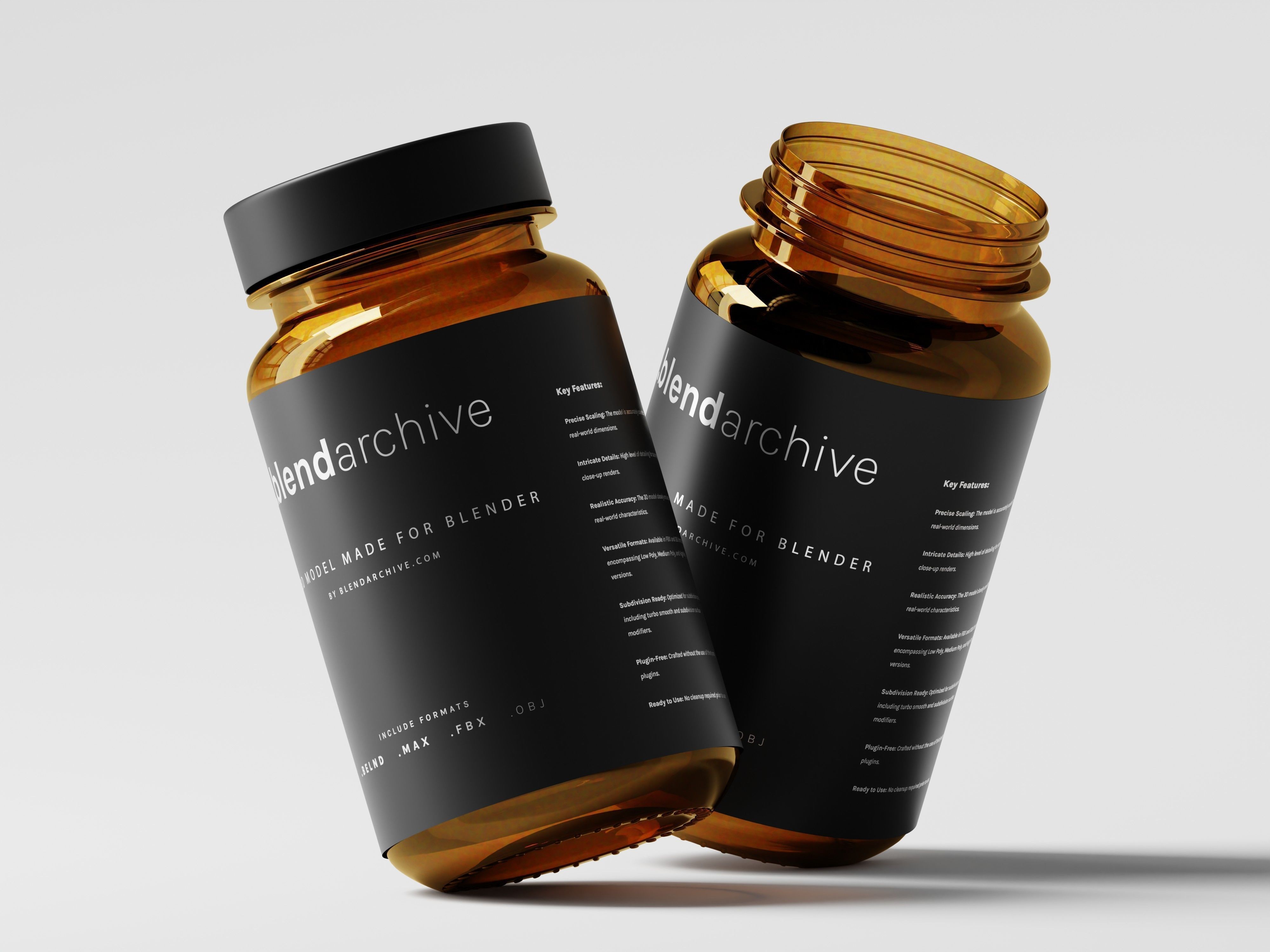 Amber Bottle 3D Model Low-poly 3D model_4