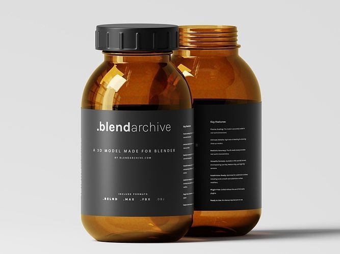 Amber Medicine Bottle 3D Model Low-poly 3D model