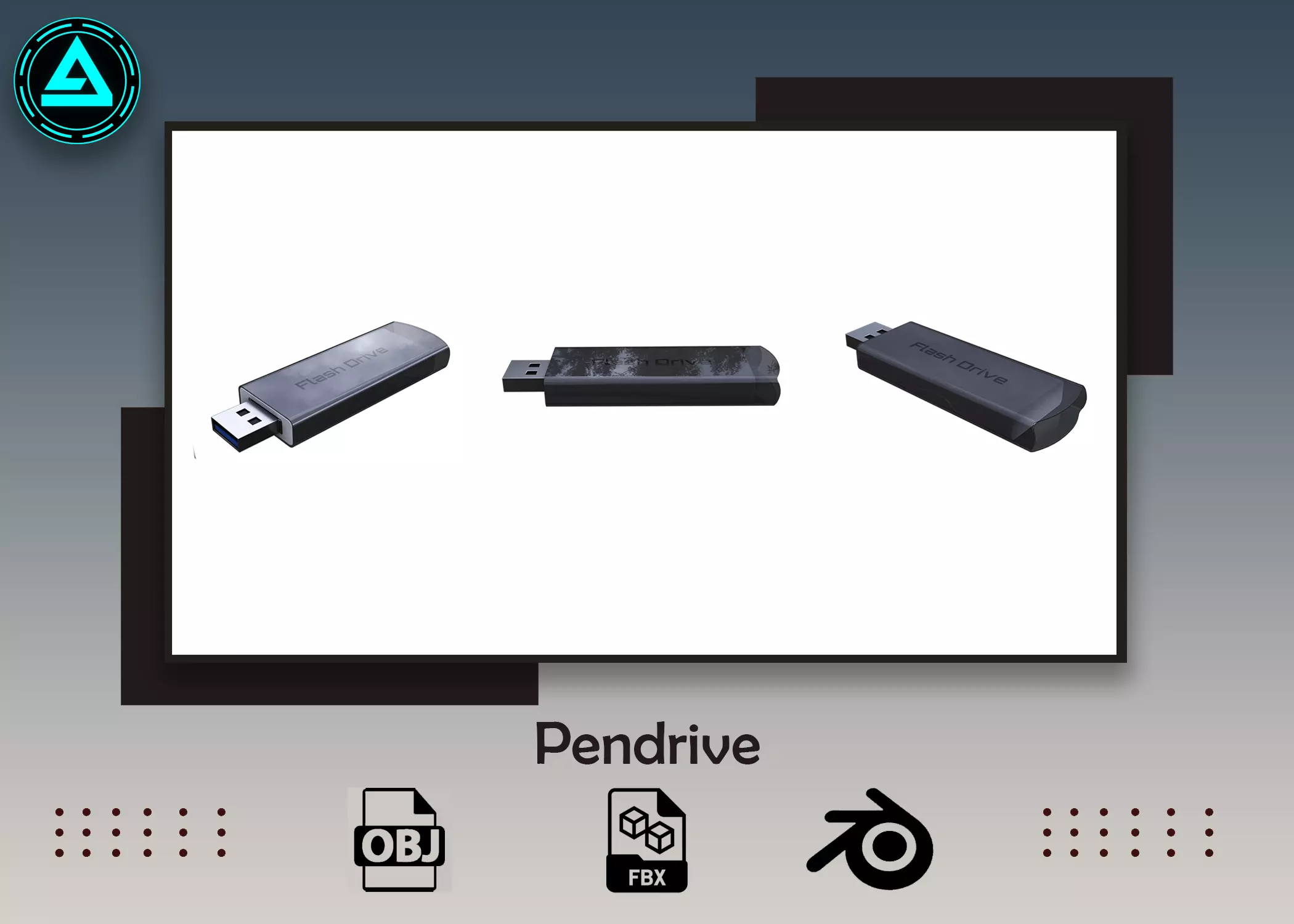 Pendrive Low-poly 3D model_0
