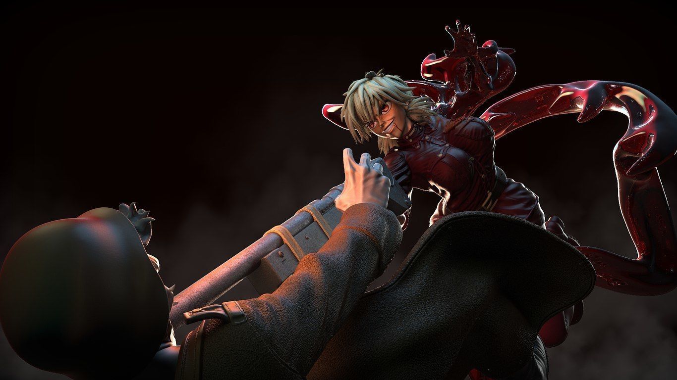 Seras Victoria From Hellsing - Anime - STL File 3D print model_3