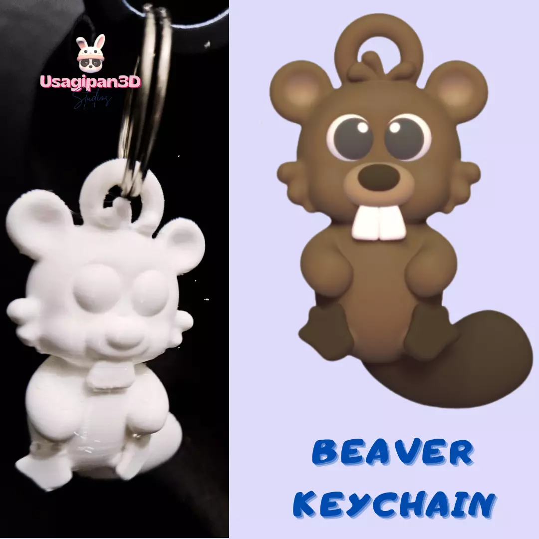 Beaver Keychain 3D print model_0