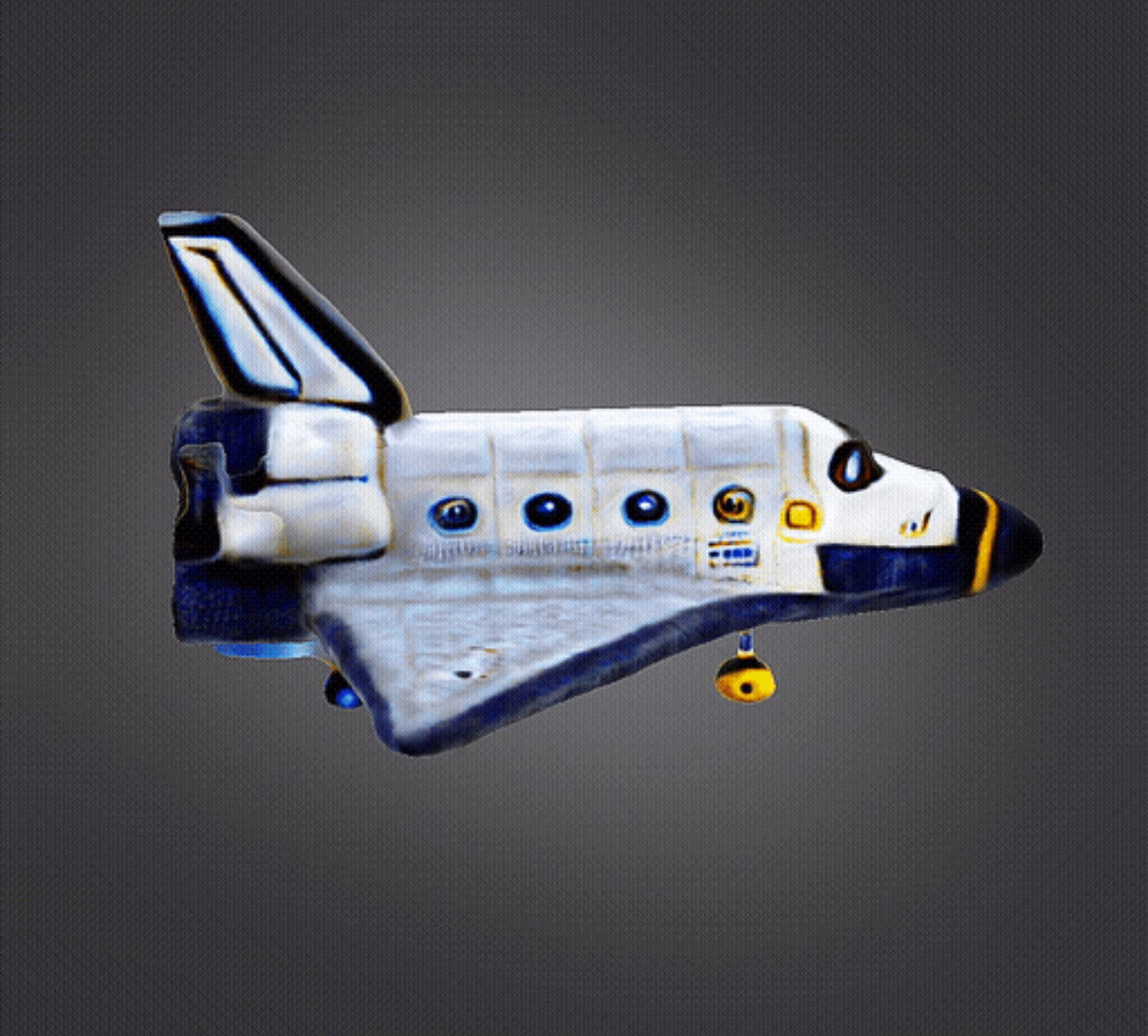 Cartooned space shuttle 3D print model_3
