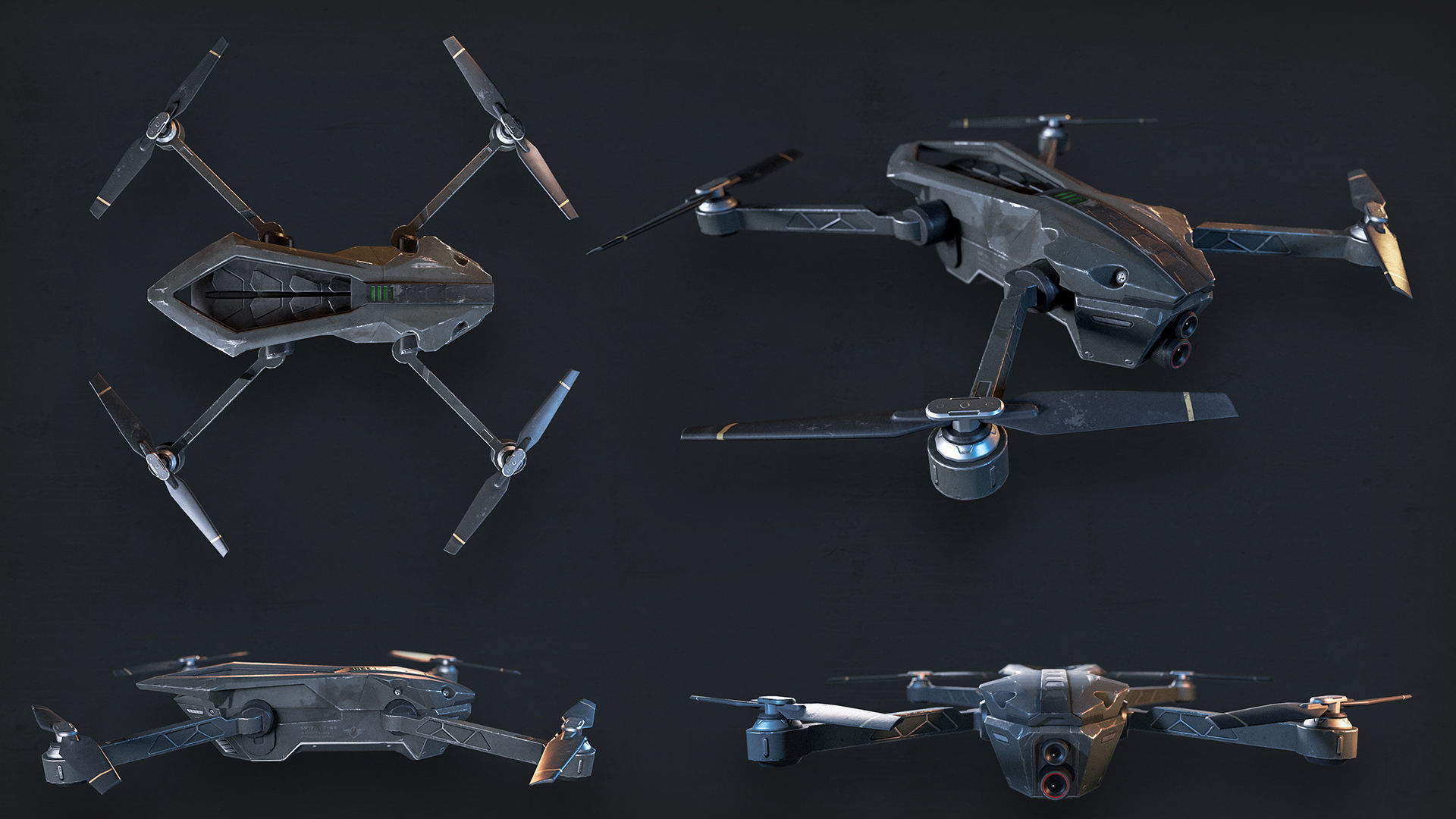 Drone Low-poly 3D model_4