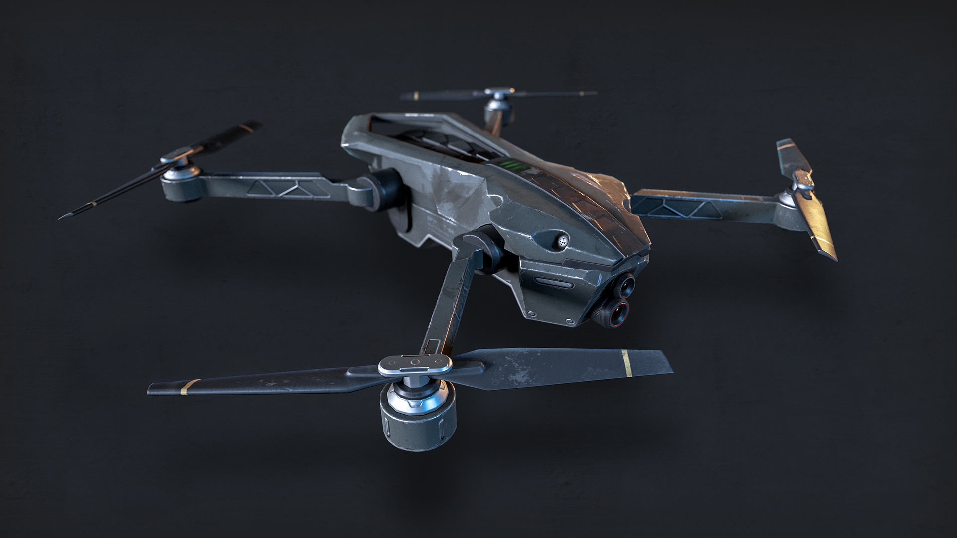 Drone Low-poly 3D model_2