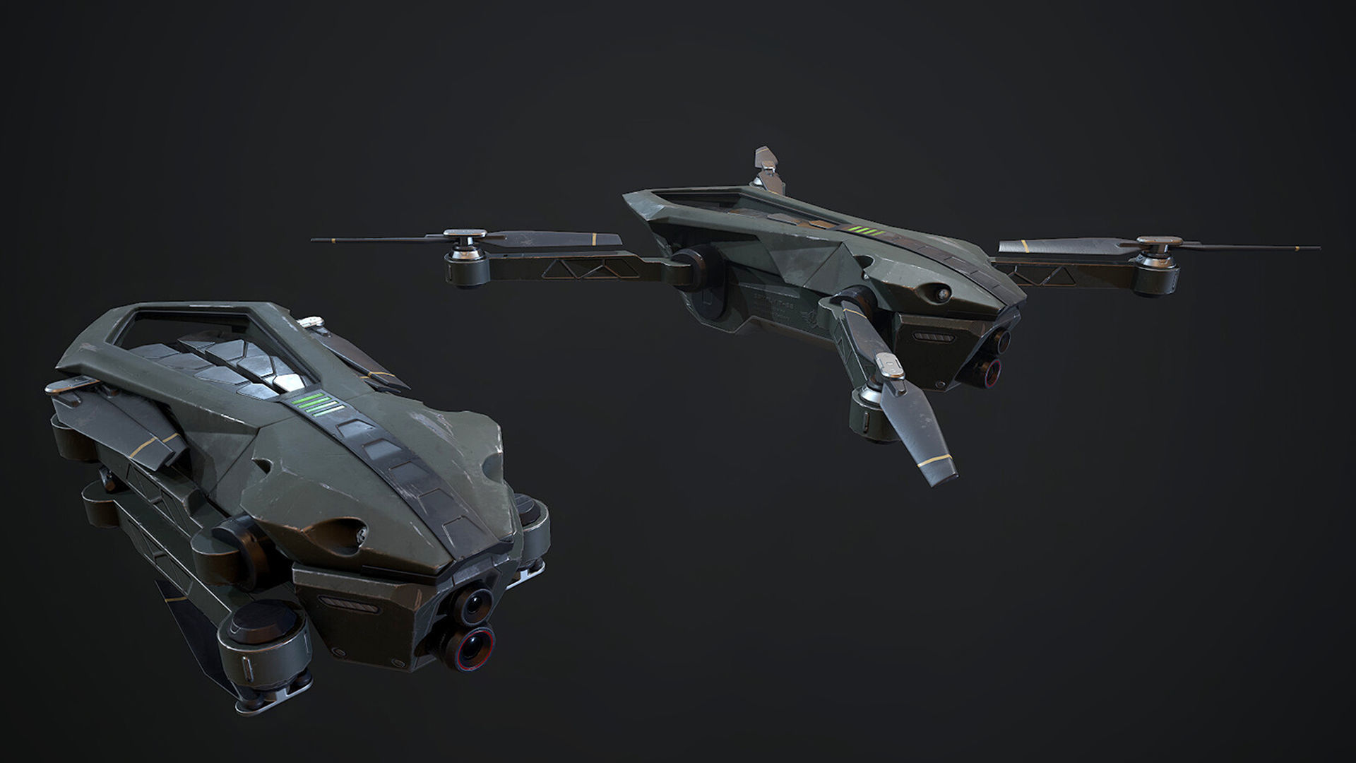 Drone Low-poly 3D model_3