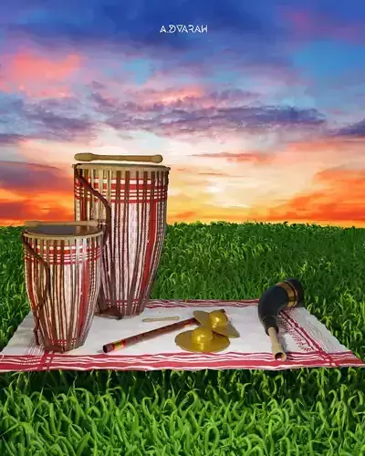 Assamese musical instruments 3D model DHOL PEPA TAAL