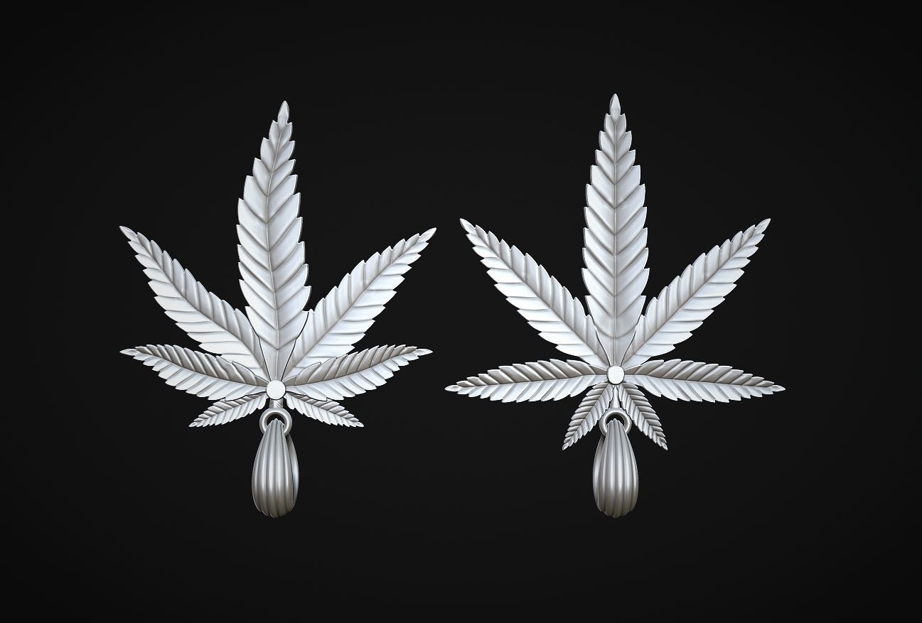 Hemp Cannabis Leaf Pendant 3D print model_3