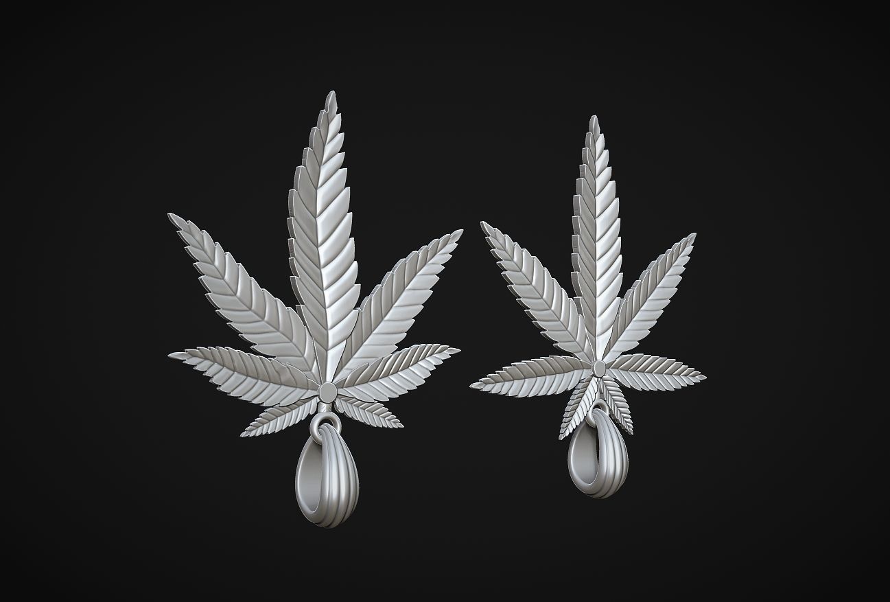 Hemp Cannabis Leaf Pendant 3D print model_4