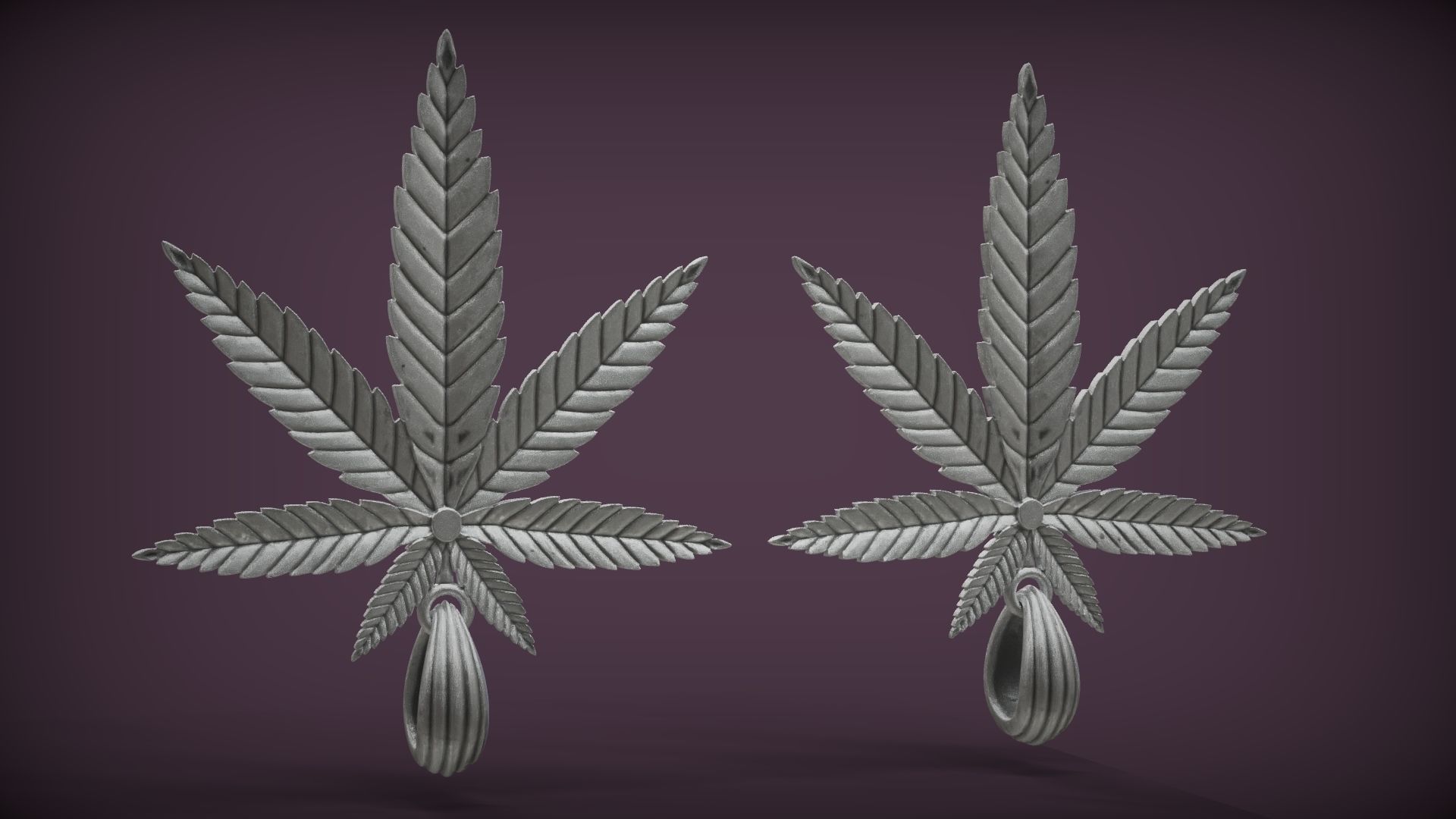 Hemp Cannabis Leaf Pendant 3D print model_1