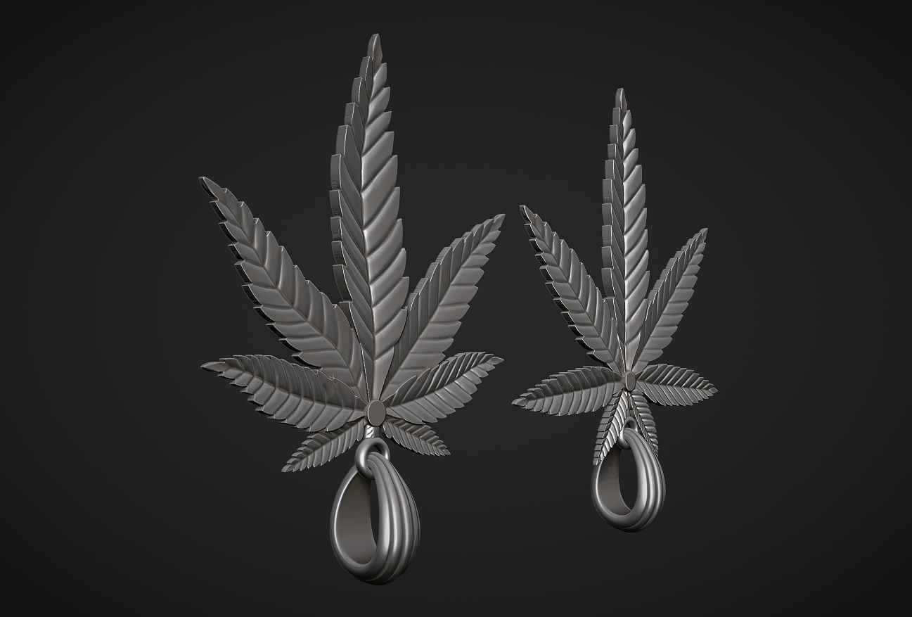 Hemp Cannabis Leaf Pendant 3D print model_8