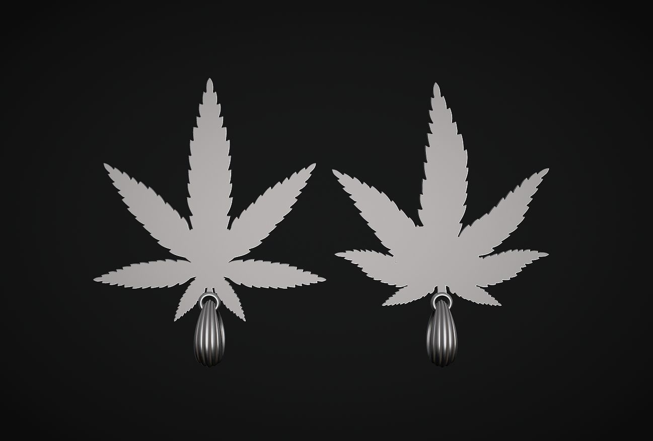 Hemp Cannabis Leaf Pendant 3D print model_9