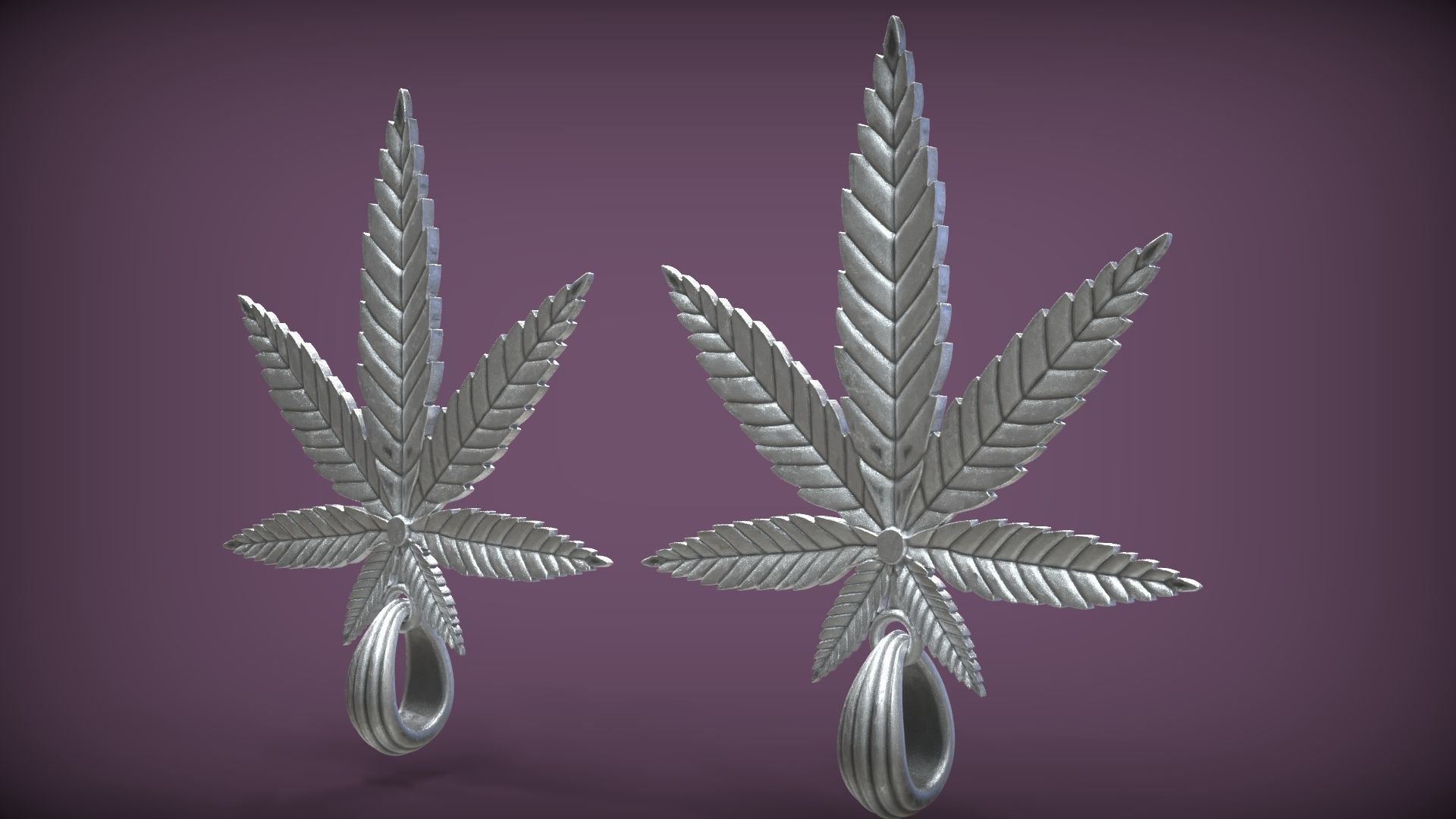 Hemp Cannabis Leaf Pendant 3D print model_2