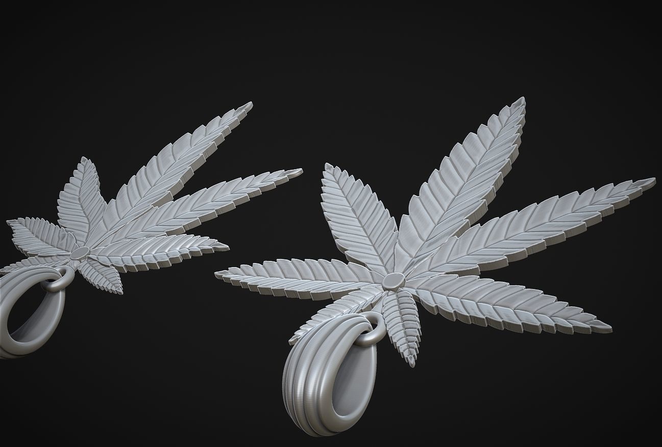 Hemp Cannabis Leaf Pendant 3D print model_6