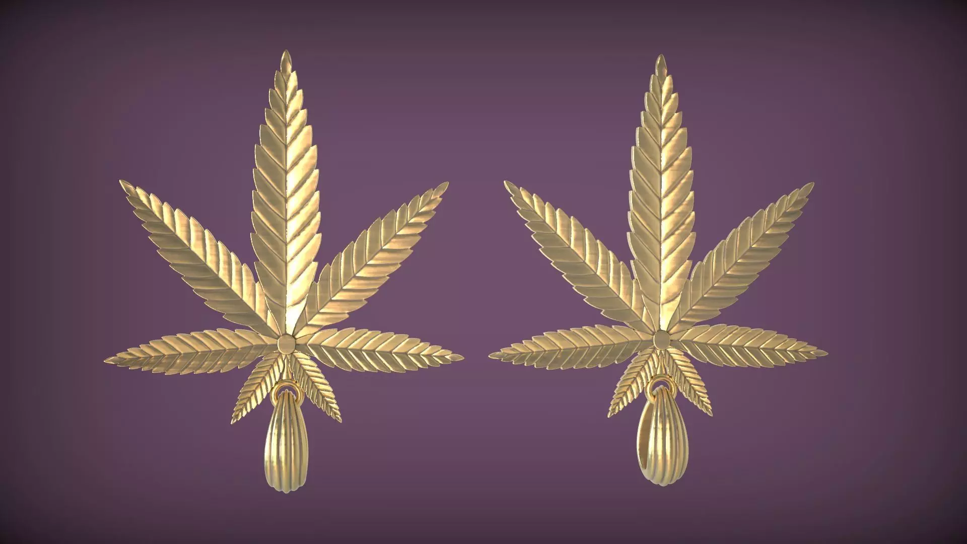 Hemp Cannabis Leaf Pendant 3D print model_0