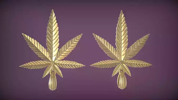Hemp Cannabis Leaf Pendant 3D print model