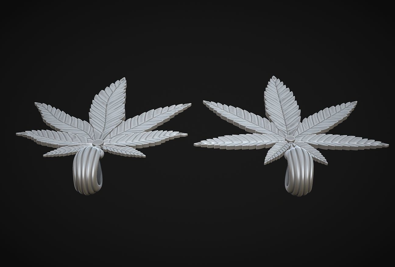 Hemp Cannabis Leaf Pendant 3D print model_5