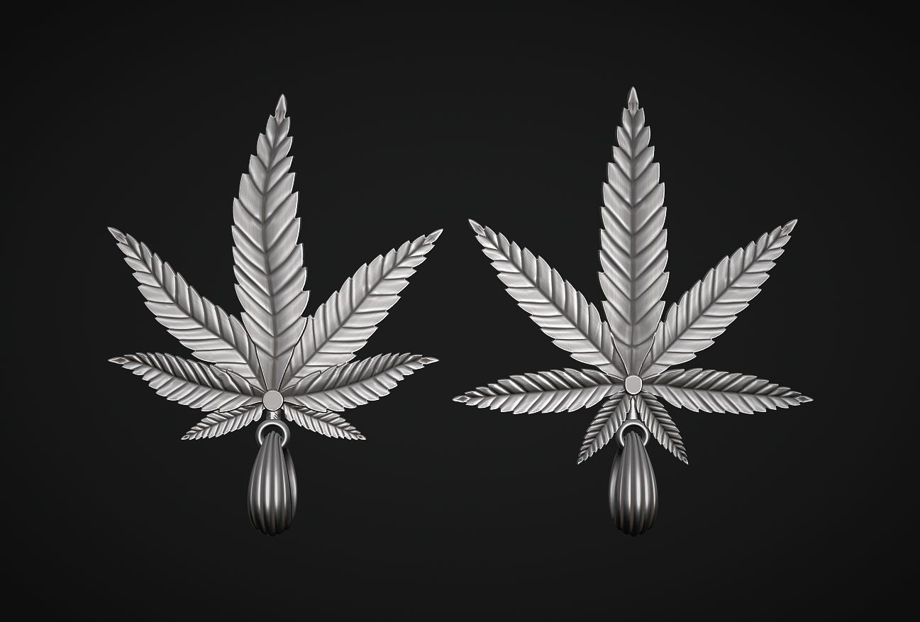 Hemp Cannabis Leaf Pendant 3D print model_7