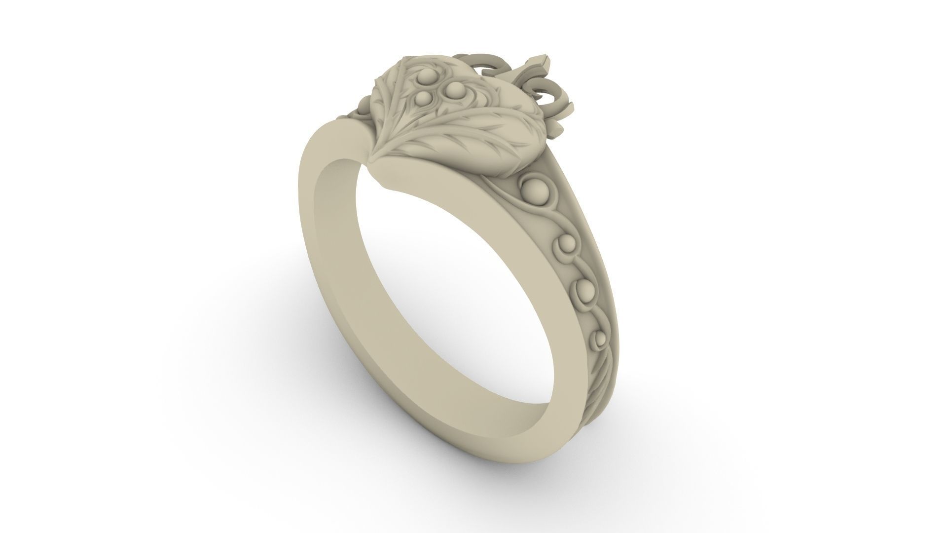 Heart Charm Ring 3D print model_5