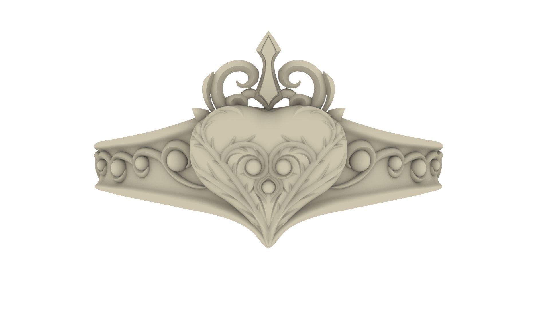 Heart Charm Ring 3D print model_4